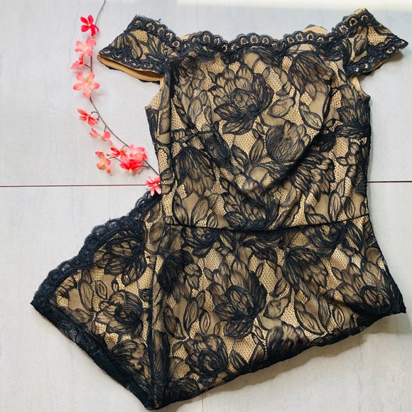 Tadashi Shoji Lace Black Off Shoulder Dress - Picture 6 of 8